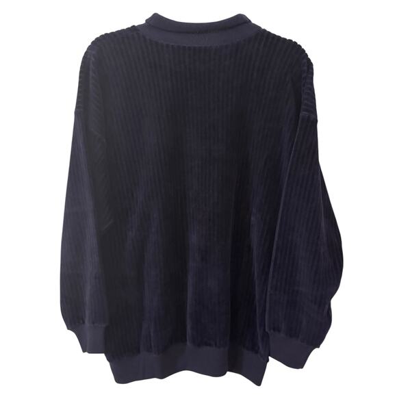 Vintage 90s Neiman Marcus Rolled Neck Velour Sweatshirt Gold Crest Emblem Sz M - Picture 5 of 10